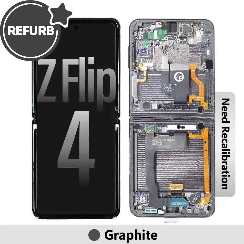 REFURB OLED Screen Replacement Digitizer with Frame for Samsung Galaxy Z Flip4 5G (F721B)-Graphite