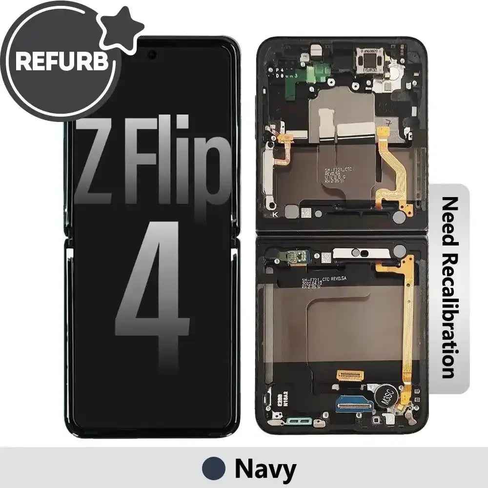 REFURB OLED Screen Replacement Digitizer with Frame for Samsung Galaxy Z Flip4 5G (F721B)-Navy