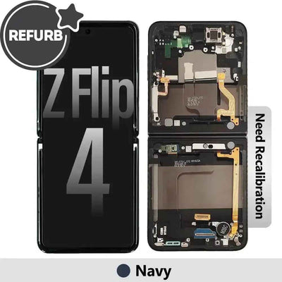 REFURB OLED Screen Replacement Digitizer with Frame for Samsung Galaxy Z Flip4 5G (F721B)-Navy