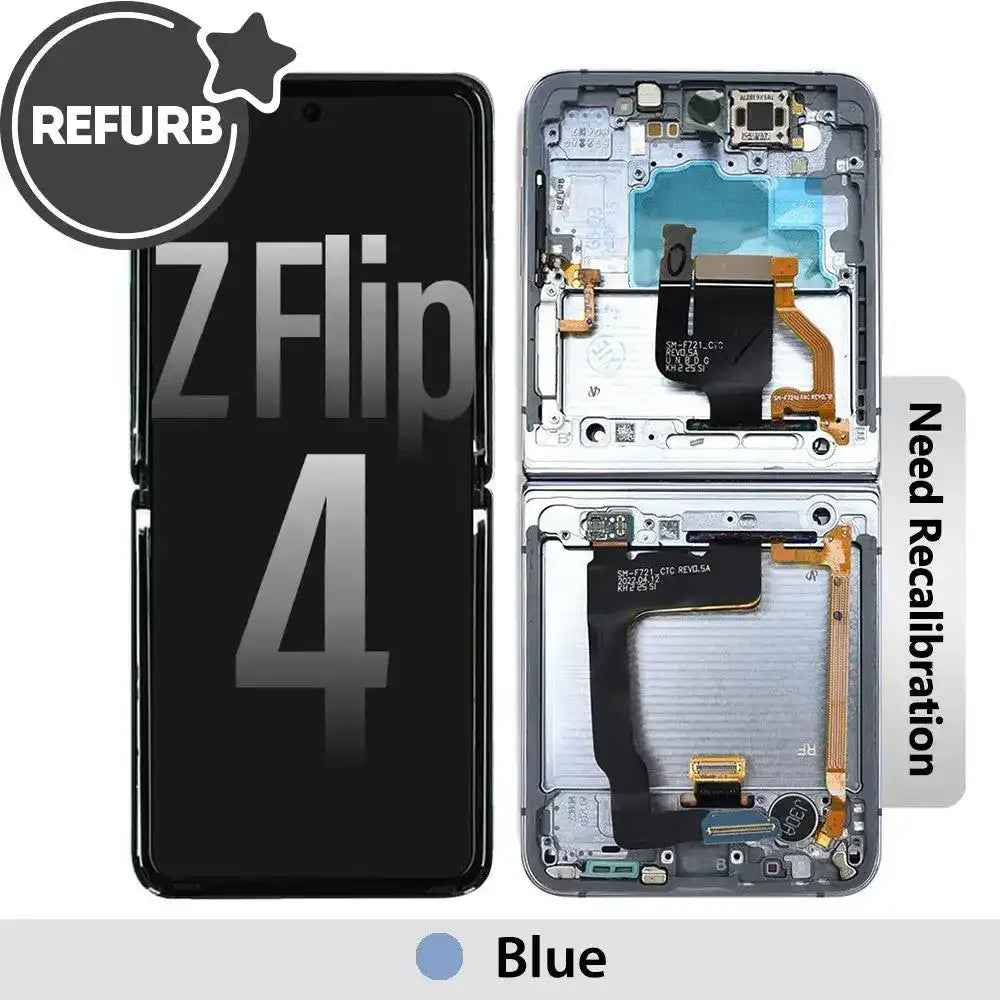 REFURB OLED Screen Replacement with Frame for Samsung Galaxy Z Flip4 5G (F721B)-Blue