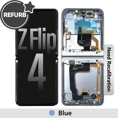 REFURB OLED Screen Replacement with Frame for Samsung Galaxy Z Flip4 5G (F721B)-Blue