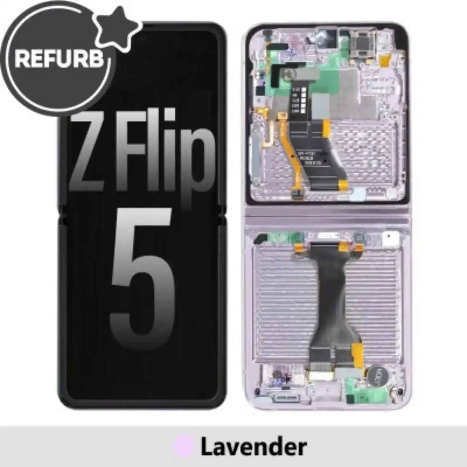 REFURB OLED Screen Replacement with Frame for Samsung Galaxy Z Flip5 5G F731B-Lavender