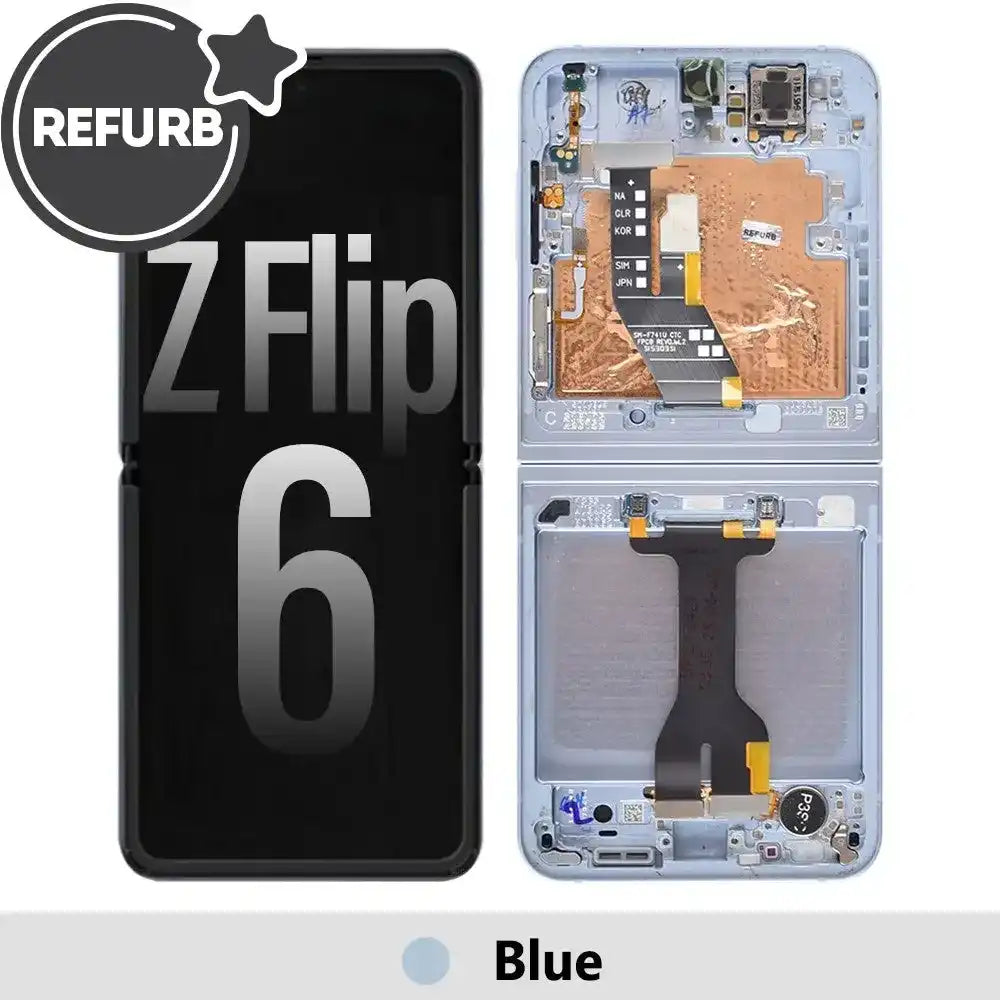 REFURB OLED Screen Replacement with Frame for Samsung Galaxy Z Flip6 5G F741B-Blue REFURB - OEM Refurbished