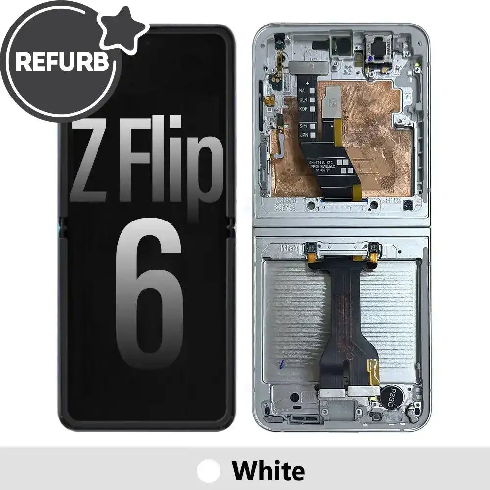 REFURB OLED Screen Replacement with Frame for Samsung Galaxy Z Flip6 5G F741B -White REFURB - OEM Refurbished