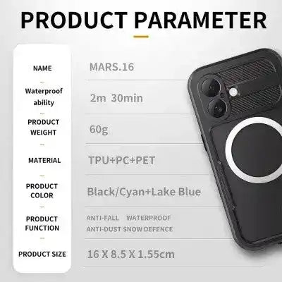 Redpepper Dot+ IP68 Waterproof Case with Magnetic Ring for iPhone 16 Magsafe Magnetic Ring