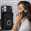 Rhombic Texture Card Bag Phone Case with Long Lanyard MyMobile