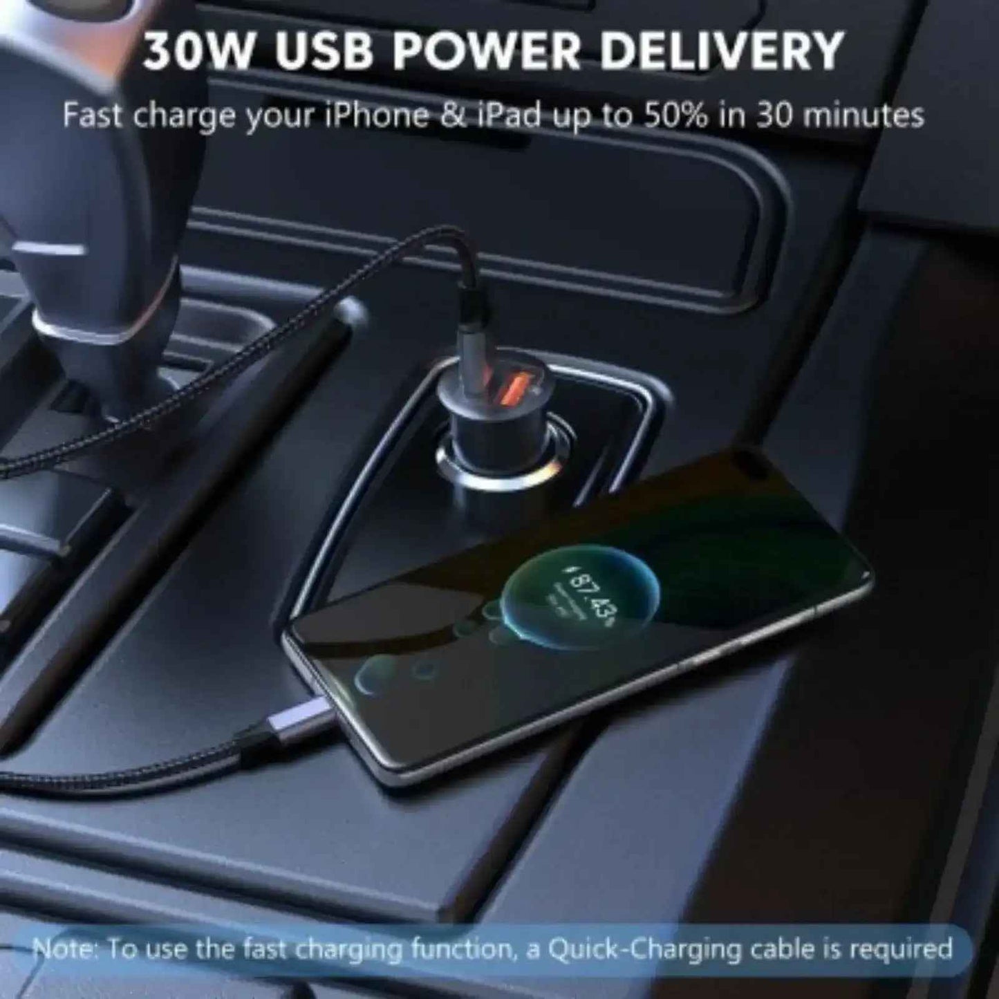 Romoss AU30T 30W USB & Type C Port Quick Charge 3.0 PD Car Adapter