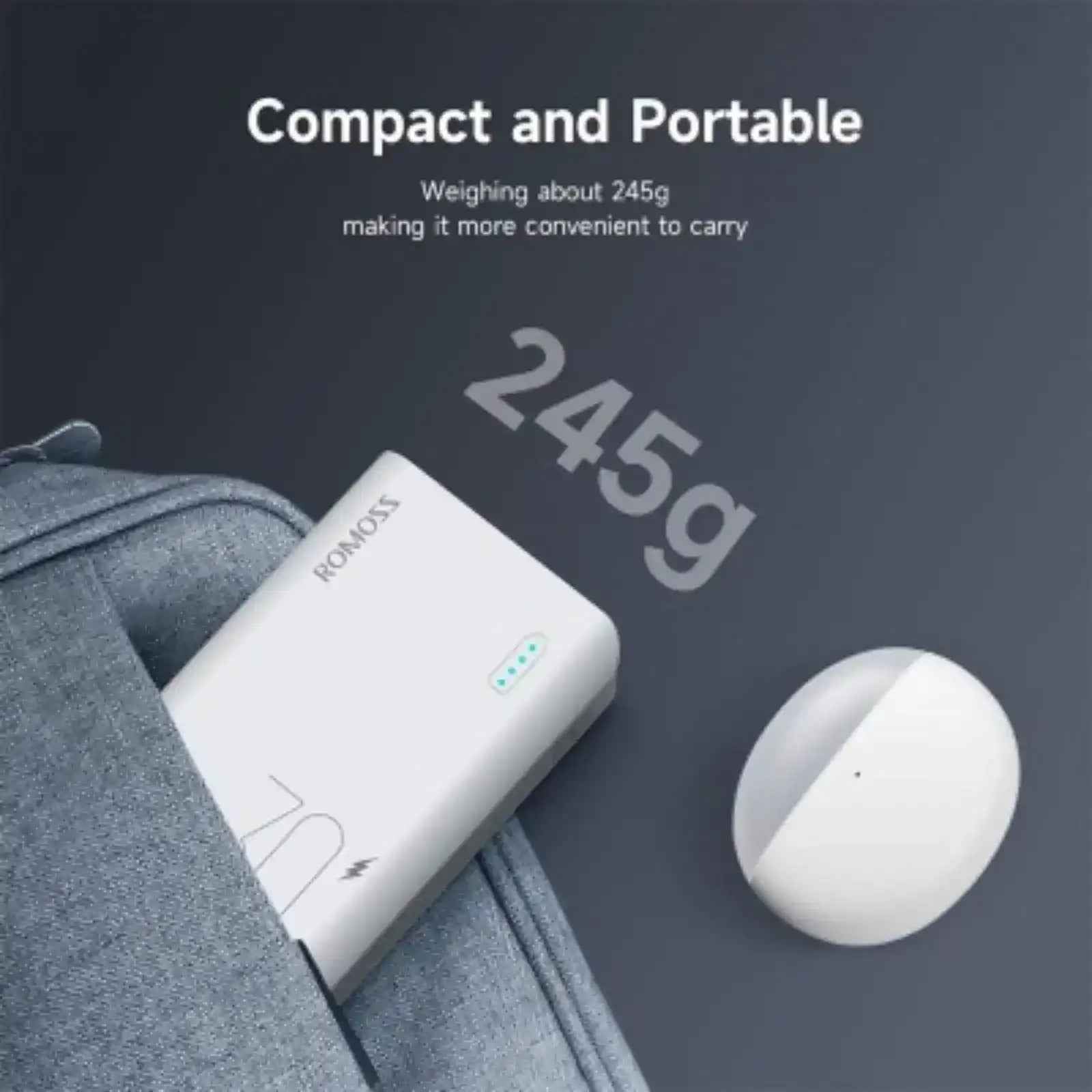 Romoss Sense4S Pro 30W 10000mAh Powe Bank Two-way Fast Charging Power Bank Type-C 3 Input 3 Output-White