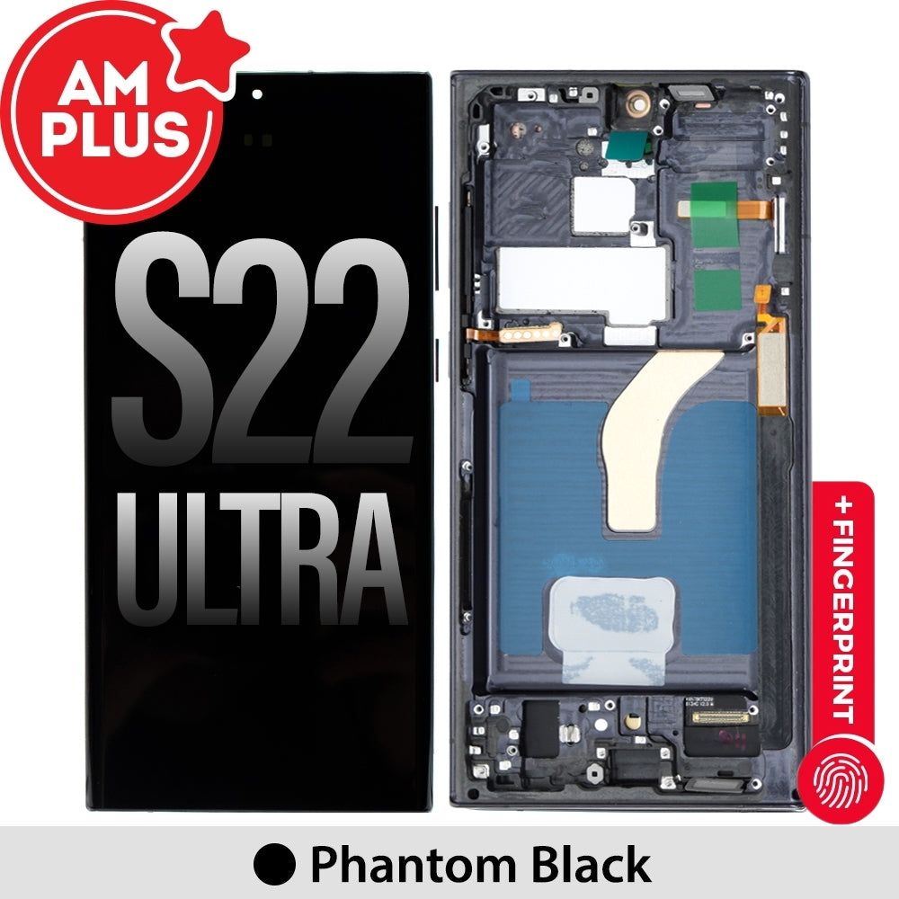 Samsung Galaxy S22 Ultra 5G G908B AMPLUS OLED Screen Replacement Digitizer with Frame -Phantom Black (improved edition)