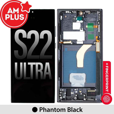 Samsung Galaxy S22 Ultra 5G G908B AMPLUS OLED Screen Replacement Digitizer with Frame -Phantom Black (improved edition)