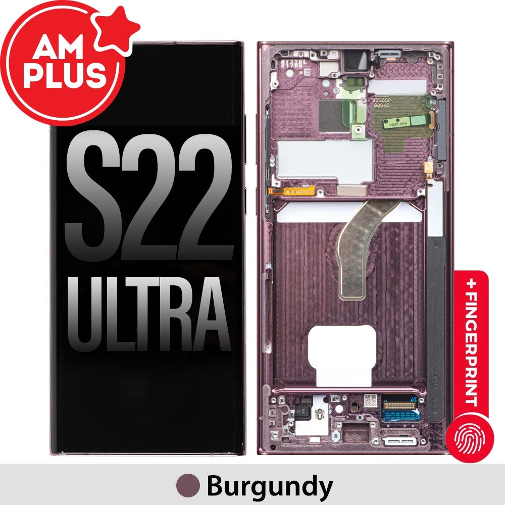 Samsung Galaxy S22 Ultra 5G G908B AMPLUS OLED Screen Replacement Digitizer with Frame -Phantom Black (improved edition)