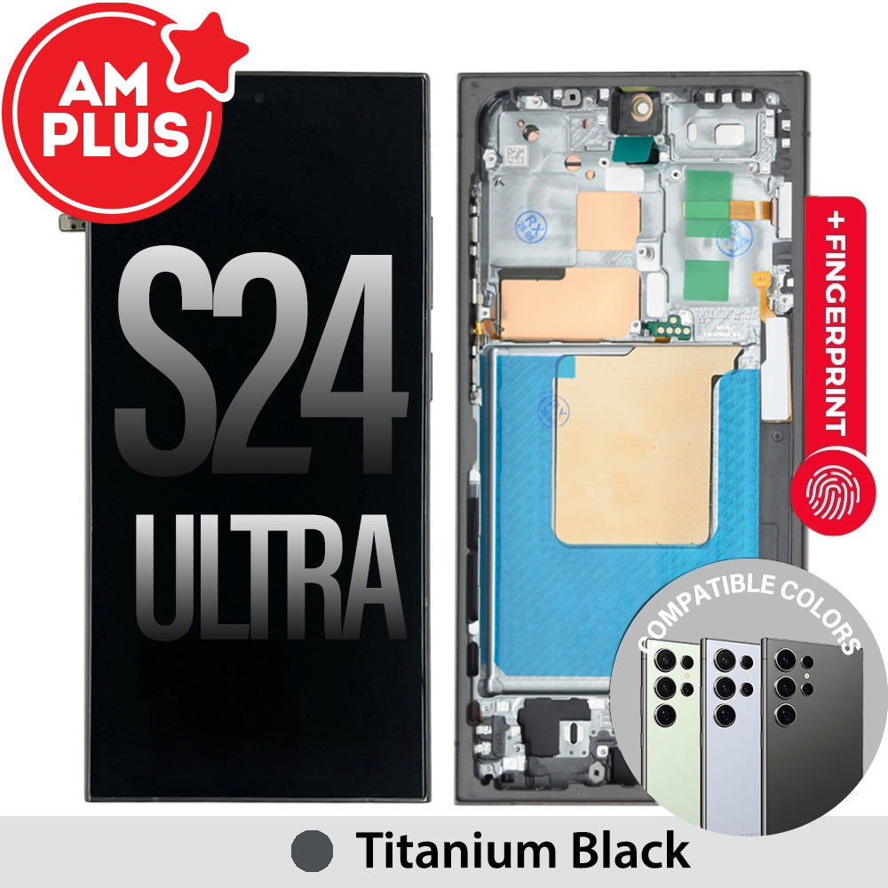 Samsung Galaxy S24 Ultra S928B AMPLUS OLED Screen Replacement with Frame -Titanium Black