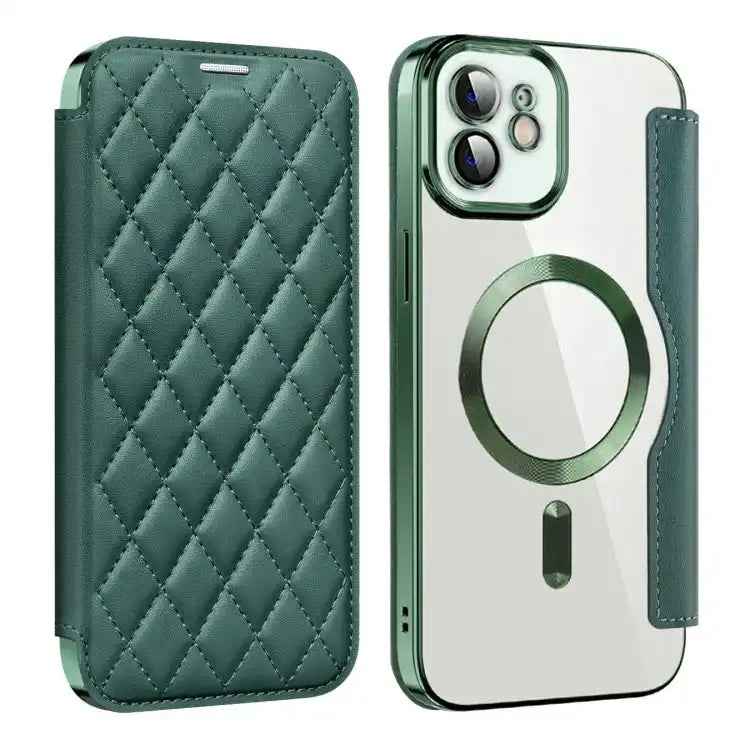 Shield Magsafe RFID Anti-theft Rhombus Leather Phone Case
