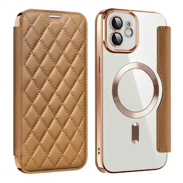 Shield Magsafe RFID Anti-theft Rhombus Leather Phone Case