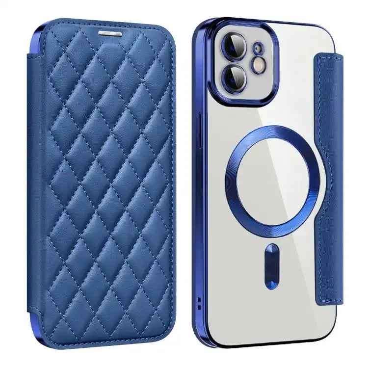 Shield Magsafe RFID Anti-theft Rhombus Leather Phone Case