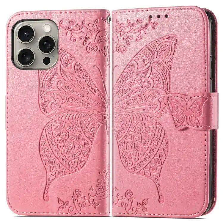 Butterfly Love Flower Embossed Leather Phone Case