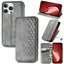 Cubic Grid Pressed Magnetic Leather Phone Case