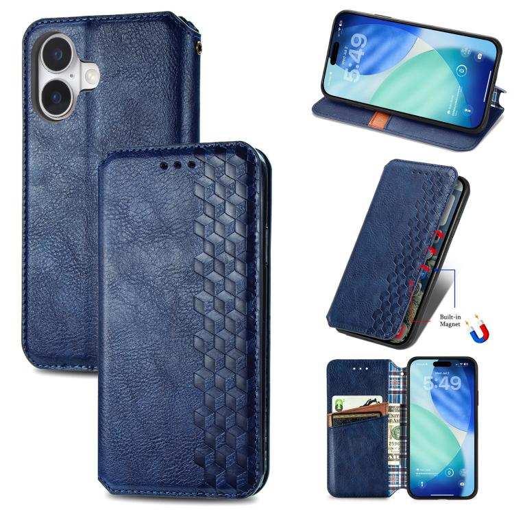 Cubic Grid Pressed Magnetic Leather Phone Case