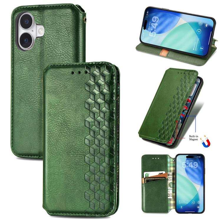 Cubic Grid Pressed Magnetic Leather Phone Case