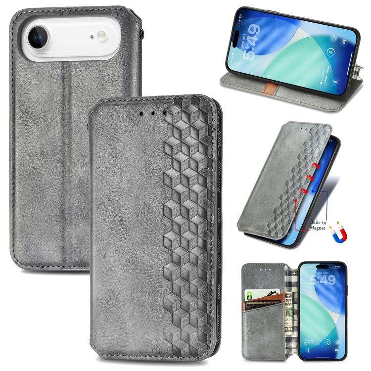 Cubic Grid Pressed Magnetic Leather Phone Case