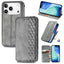 Cubic Grid Pressed Magnetic Leather Phone Case