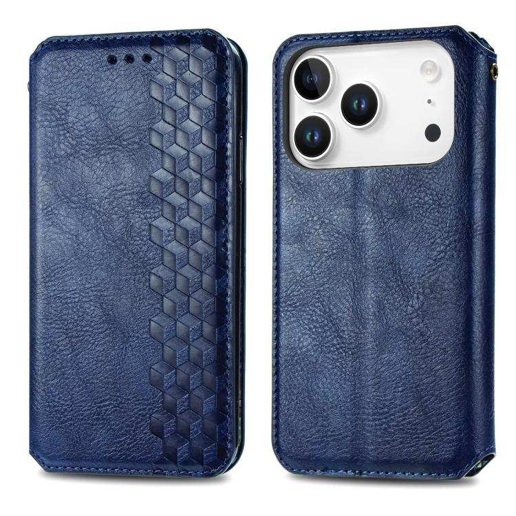 Cubic Grid Pressed Magnetic Leather Phone Case