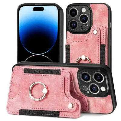 Retro Skin-feel Ring Multi-card Wallet Phone Case MyMobile