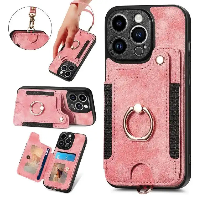 Retro Skin-feel Ring Multi-card Wallet Phone Case MyMobile