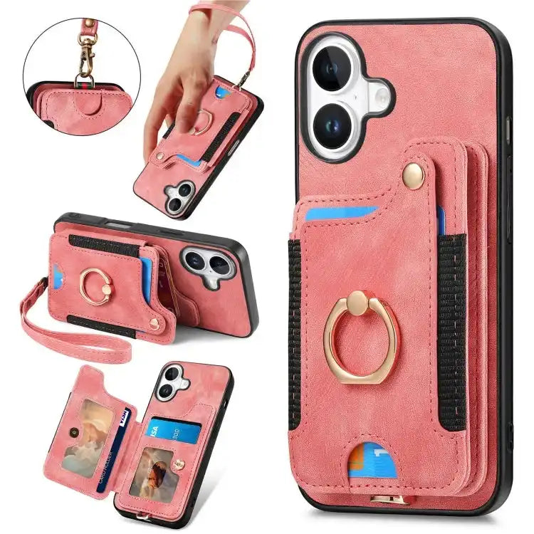 Retro Skin-feel Ring Multi-card Wallet Phone Case MyMobile