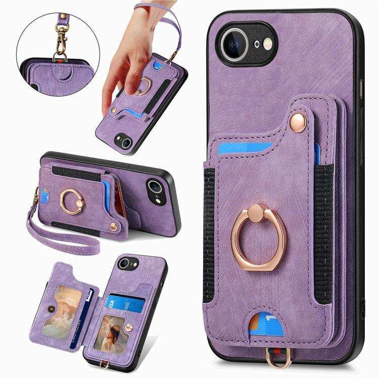 Retro Skin-feel Ring Multi-card Wallet Phone Case MyMobile