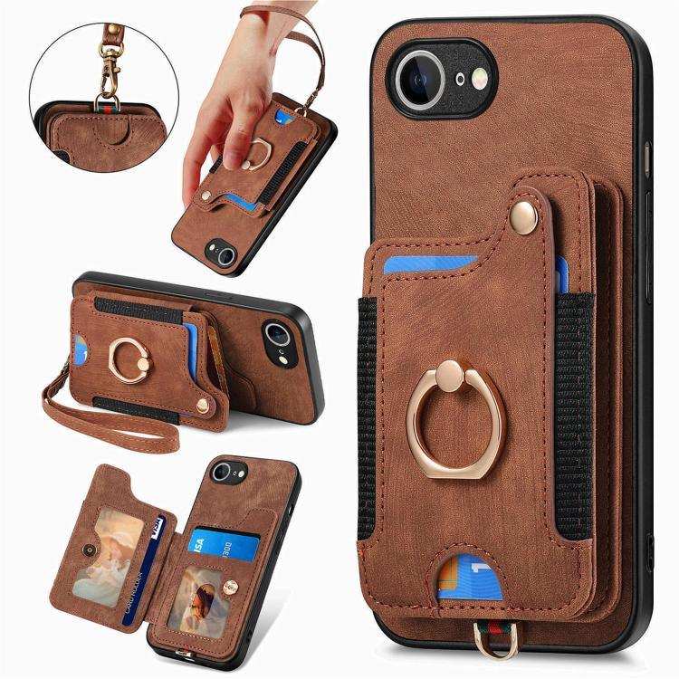 Retro Skin-feel Ring Multi-card Wallet Phone Case MyMobile