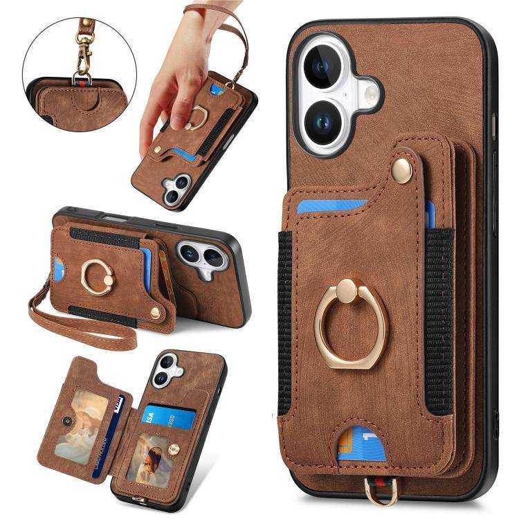 Retro Skin-feel Ring Multi-card Wallet Phone Case MyMobile