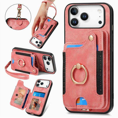 Retro Skin-feel Ring Multi-card Wallet Phone Case MyMobile