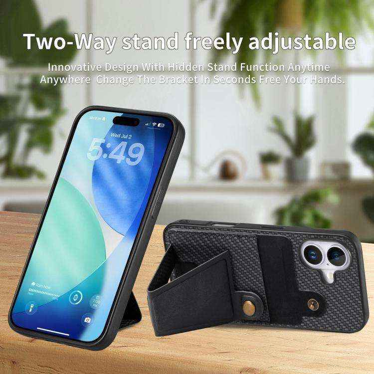 Carbon Fiber Wallet Flip Card K-shaped Holder Phone Case