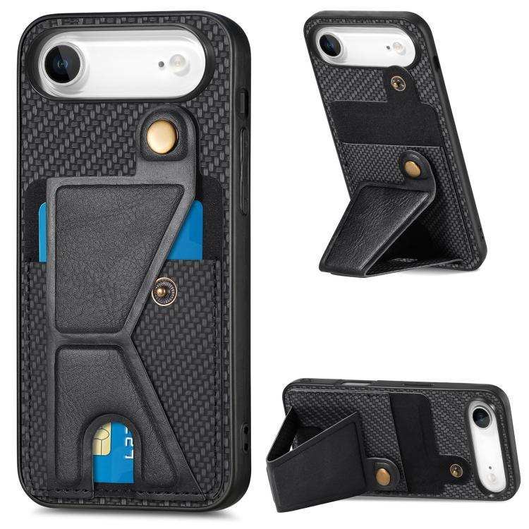 Carbon Fiber Wallet Flip Card K-shaped Holder Phone Case MyMobile