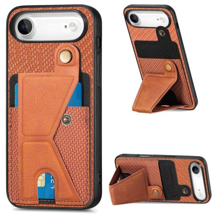 Carbon Fiber Wallet Flip Card K-shaped Holder Phone Case MyMobile