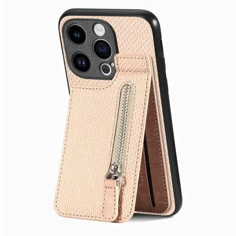 Carbon Fiber Vertical Flip Zipper Phone Case