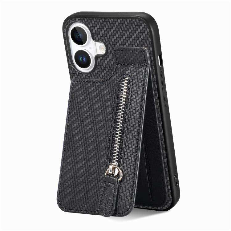 Carbon Fiber Vertical Flip Zipper Phone Case MyMobile