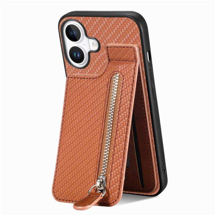 Carbon Fiber Vertical Flip Zipper Phone Case MyMobile