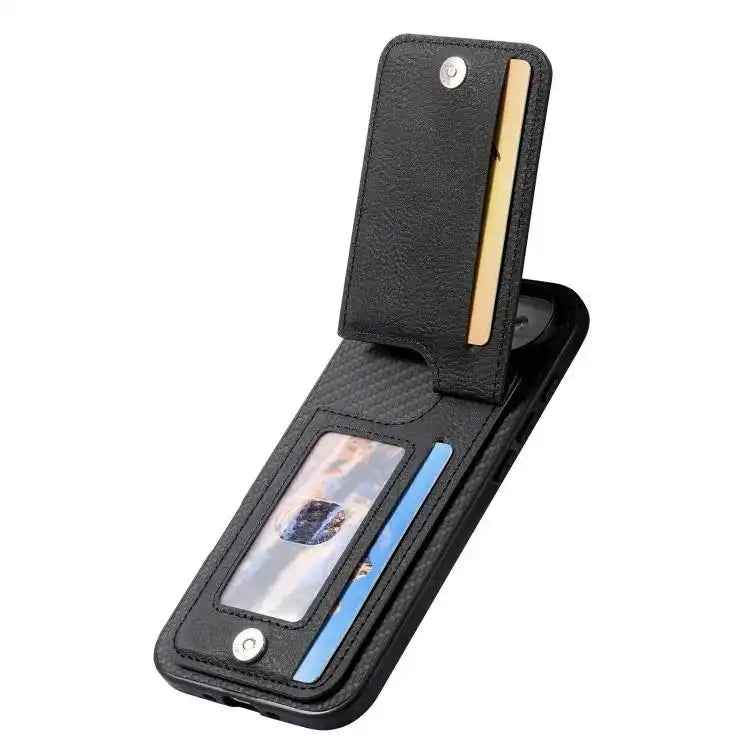 Carbon Fiber Vertical Flip Zipper Phone Case