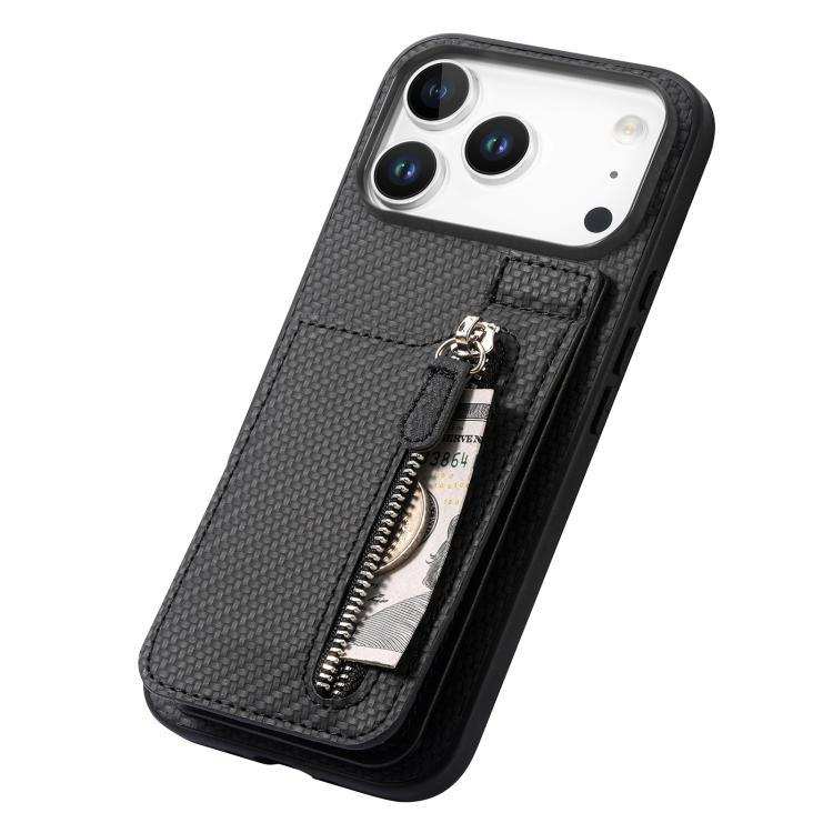 Carbon Fiber Vertical Flip Zipper Phone Case MyMobile