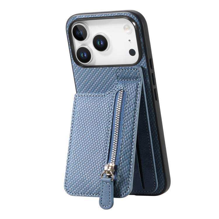 Carbon Fiber Vertical Flip Zipper Phone Case MyMobile