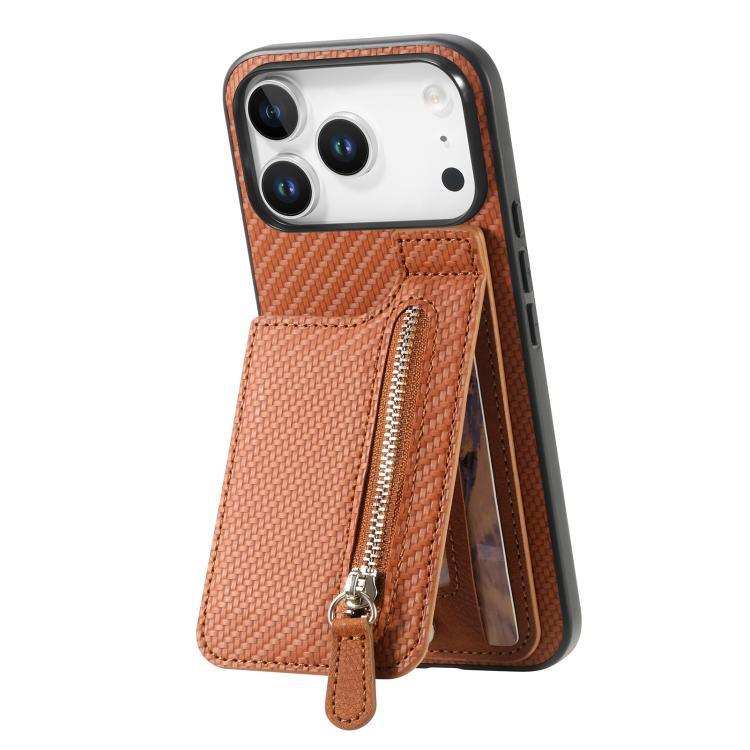Carbon Fiber Vertical Flip Zipper Phone Case MyMobile