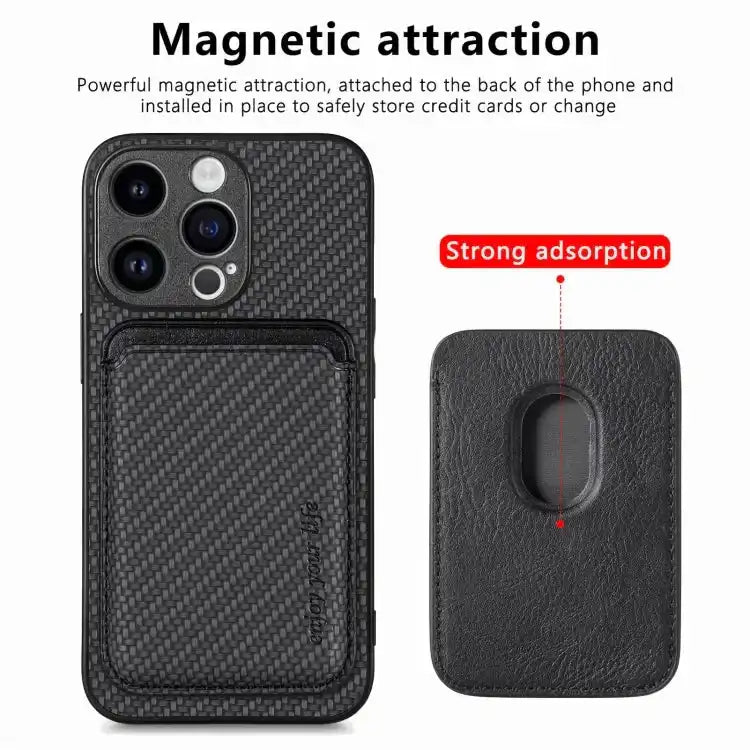 Carbon Fiber Leather Card Magsafe Phone Case MyMobile
