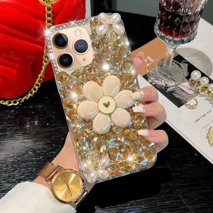 Sunflower Holder Hand-set Diamond PC Phone Case