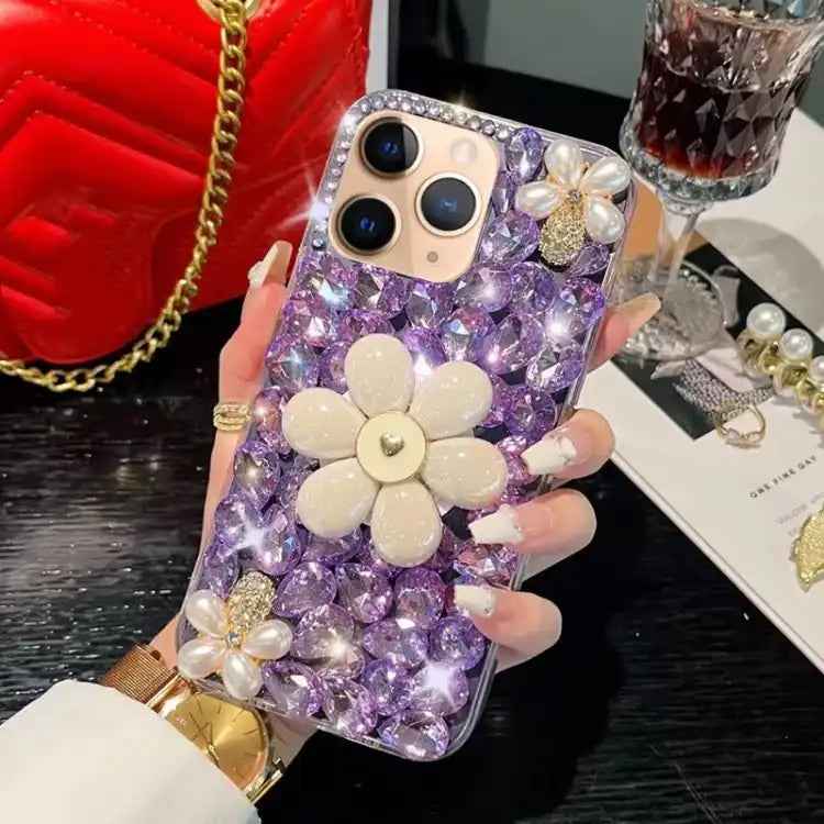 Sunflower Holder Hand-set Diamond PC Phone Case