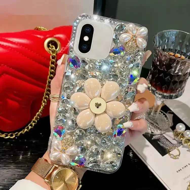 Sunflower Holder Hand-set Diamond PC Phone Case