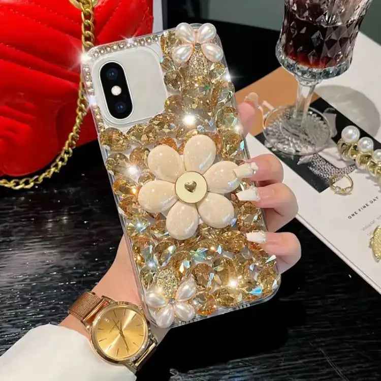 Sunflower Holder Hand-set Diamond PC Phone Case