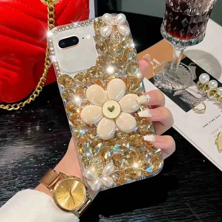 Sunflower Holder Hand-set Diamond PC Phone Case