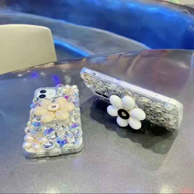 Sunflower Holder Hand-set Diamond PC Phone Case